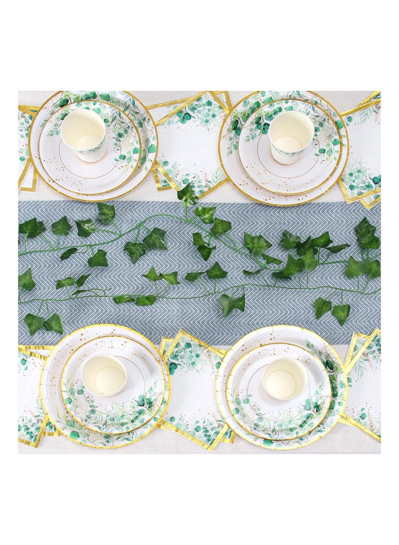 SYOSI Sage Green Paper Plates Cups and Napkins Set - Serve 20 Disposable Baby Shower Plates and Napkins Green Party Tableware for Boho Wedding, Jungle Theme Birthday, Baby Shower Party Decoration  - Image 5