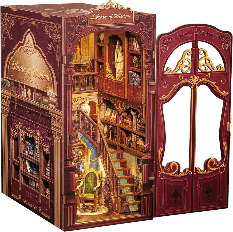 CUTEBEE Book Nook Kit - DIY Miniature House Dollhouse Kit for Adults, Booknook Tiny House Bookshelf Decor 3D Wooden Puzzle, Gifts for Family and Friends (Library of Wisdom) - Image 1