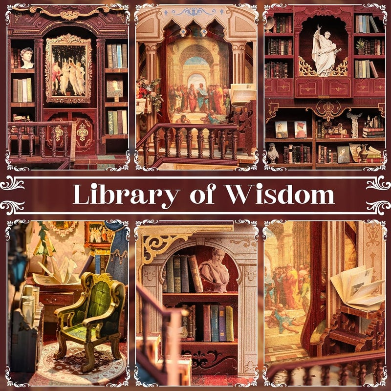 CUTEBEE Book Nook Kit - DIY Miniature House Dollhouse Kit for Adults, Booknook Tiny House Bookshelf Decor 3D Wooden Puzzle, Gifts for Family and Friends (Library of Wisdom) - Image 5