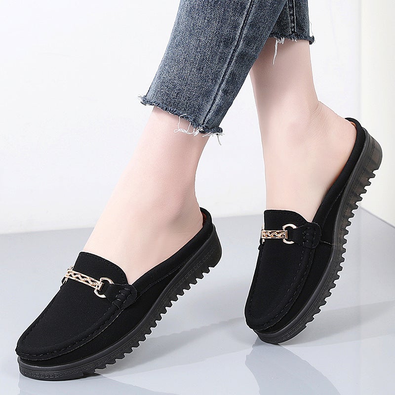 Large Size Spring Mule Shoes For Women, Fashionable Gold Mom Shoes, Casual Women'S Shoes Size 35-42 - Image 3