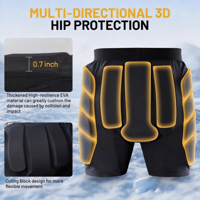 Tanden Padded Shorts Hip Impact Shorts Tailbone Protector Pad for Snowboarding Pads, Snowboard Butt Pad for Skating Ski Skateboarding Ice Figure Skating Crash Pads S - Image 2