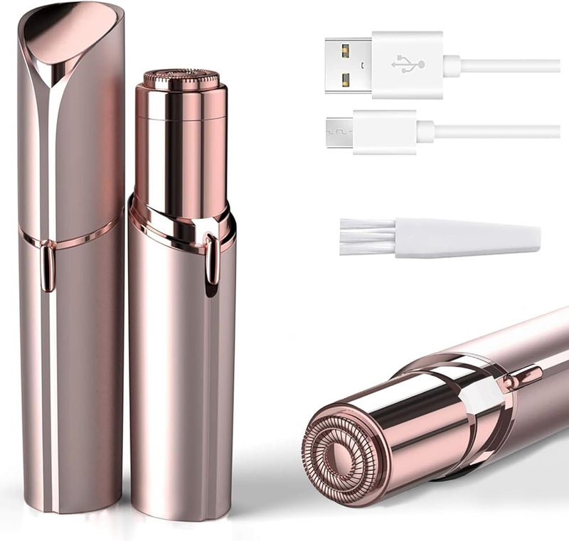 Facial Hair Remover for Women Painless Hair Removal Device Portable Womens for Lip Chin with USB Rechargeable Rose Gold