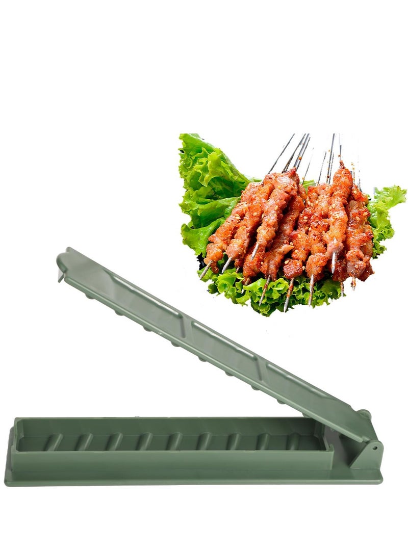Kebab Maker Plastic Kebab Press Manual Kabob Mould Foldable Flat Kabobs Skewers Maker for Outdoor Grilling Barbecue Foldable Grill Rack Kebab Brochette Maker for Kitchen Outdoor - Image 1