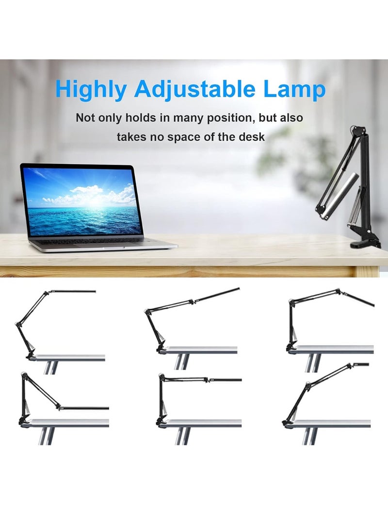 LED Desk Lamp with Clamp, Eye-Caring Table Lamp for Home Office,3 Lighting 10 Brightness,360 Degree Spin Reading Light with Memory Function(Black) - Image 3