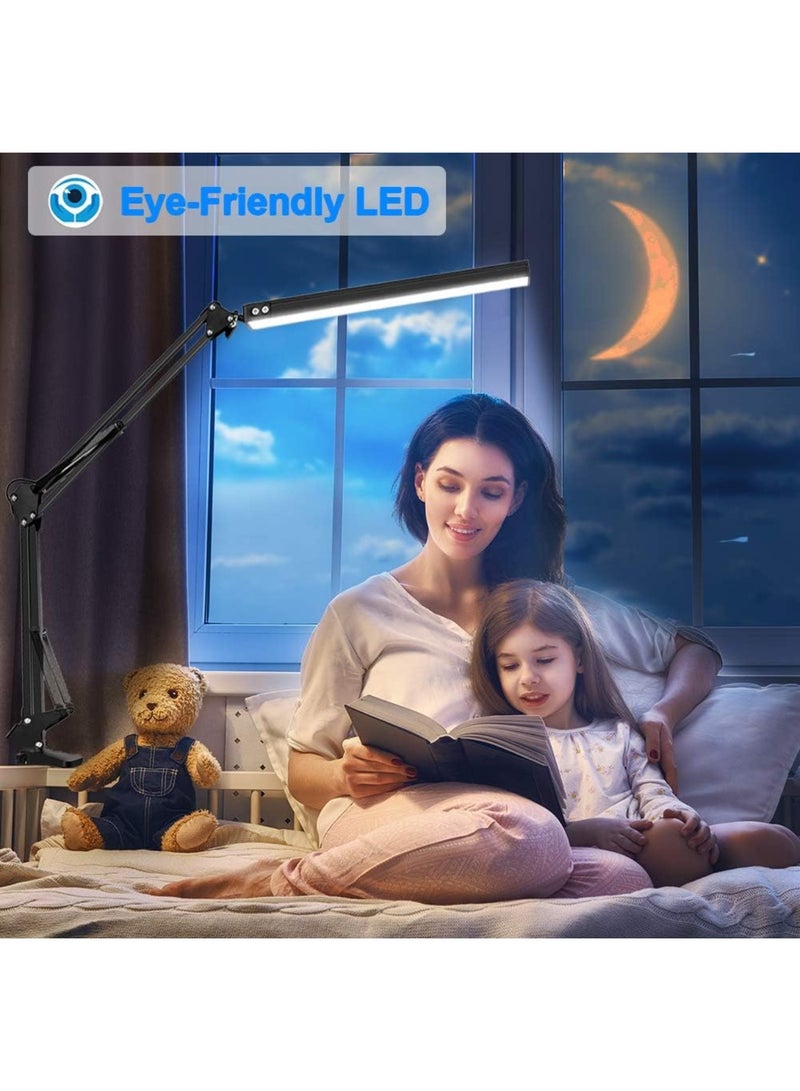 LED Desk Lamp with Clamp, Eye-Caring Table Lamp for Home Office,3 Lighting 10 Brightness,360 Degree Spin Reading Light with Memory Function(Black) - Image 4