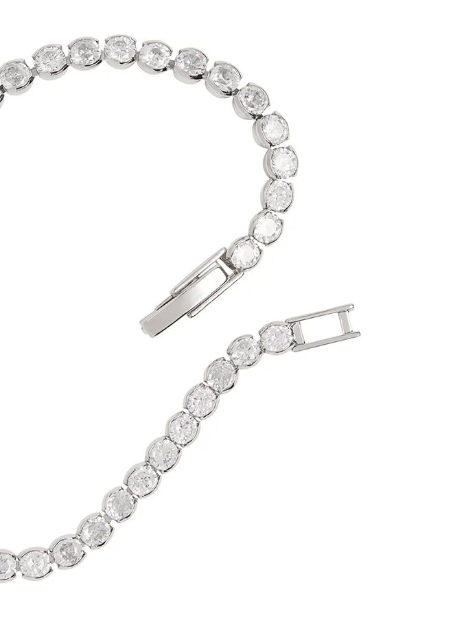 Parfois Silver Set Necklace And Bracelet With Zirconia for Women | Best Price UAE
