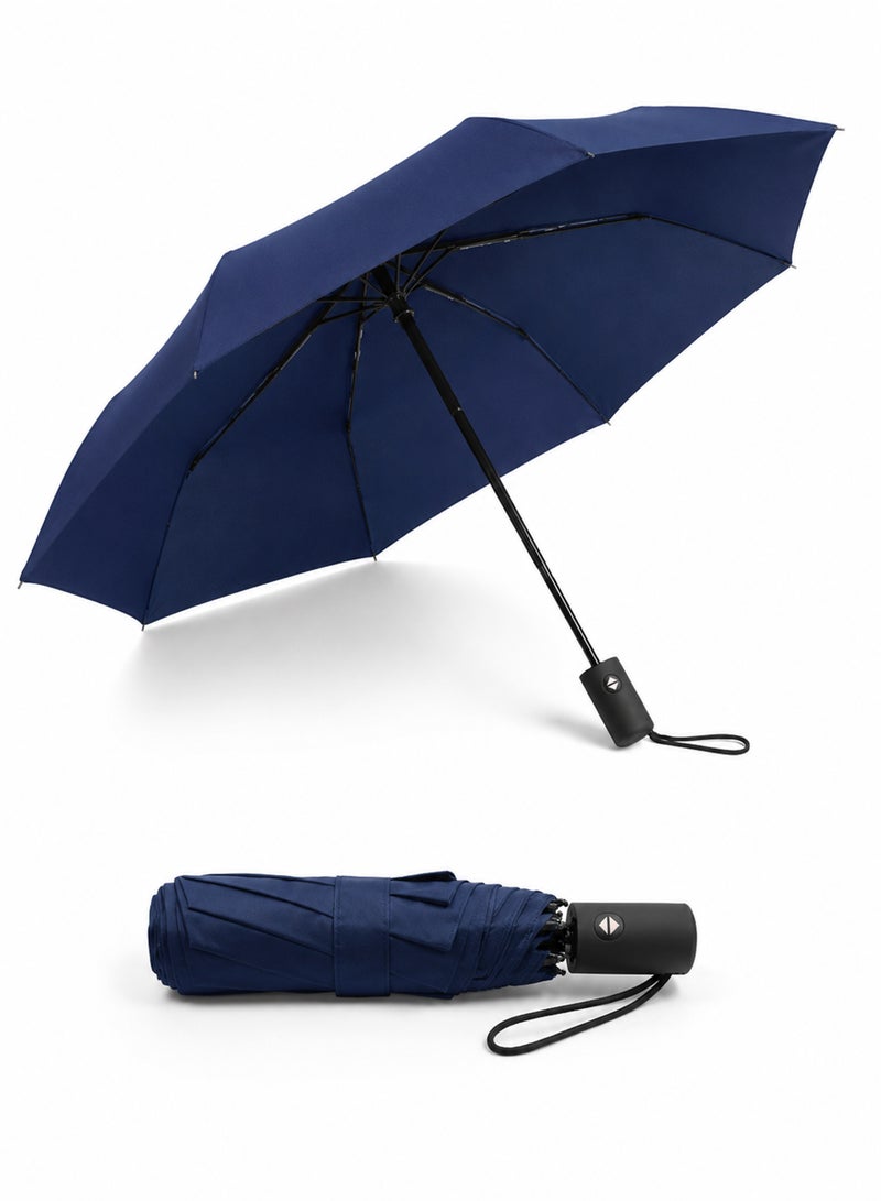 umbrella UPF 50+ UV Protection Umbrella, Automatic Open Close Compact Folding Travel Umbrella, 8-Rib Wind-Resistant Rain & Sun Umbrella, 97 cm, Navy Blue - Image 1