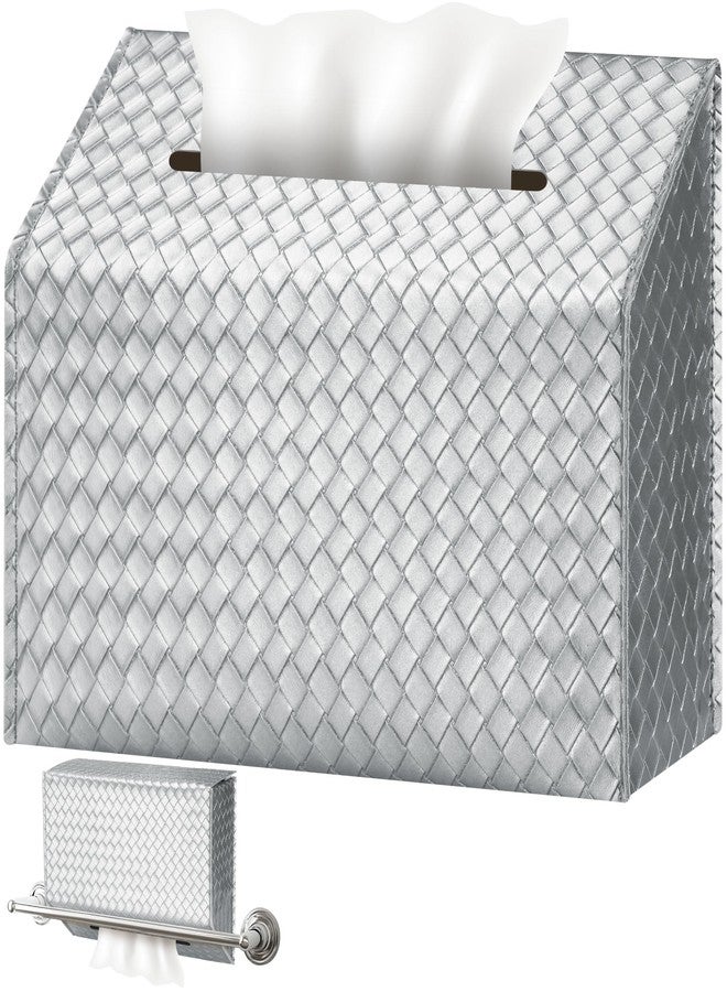 ان اي هوم غطاء علبة مناديل من الجلد الصناعي من NiHome لمناشف اليد Kleenex، متعدد الاستخدامات لأسطح الطاولات ورفوف المناشف، يضفي الجلد لمسة جمالية على ديكور المنزل، سهل الاستخدام مع حواف مصنوعة بحرفية رائعة (فضي) - Image 1