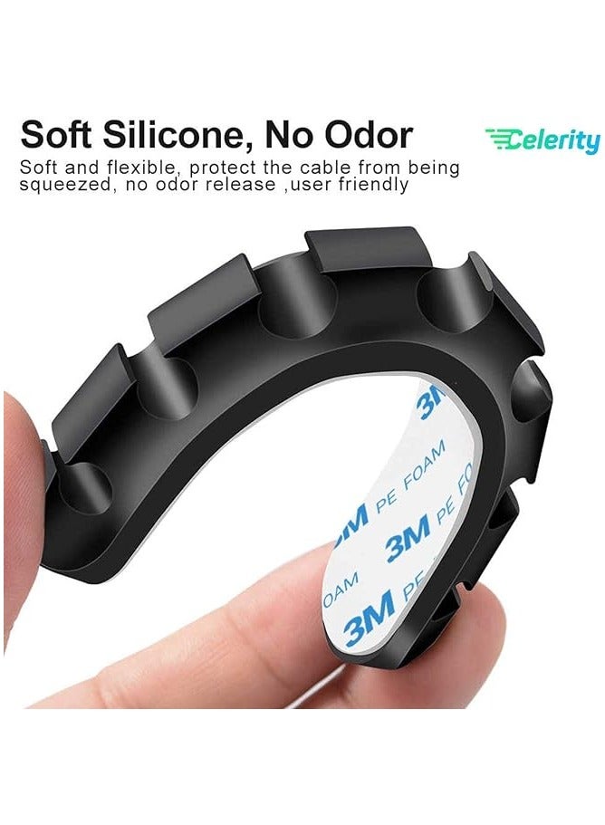 KASTWAVE Cable Holder Clips, 3-Pack Cable Management Cord Organiser Clips Silicone Self Adhesive for USB Charging Cable Power Cord Mouse Cable Wire PC Office Home - Image 3