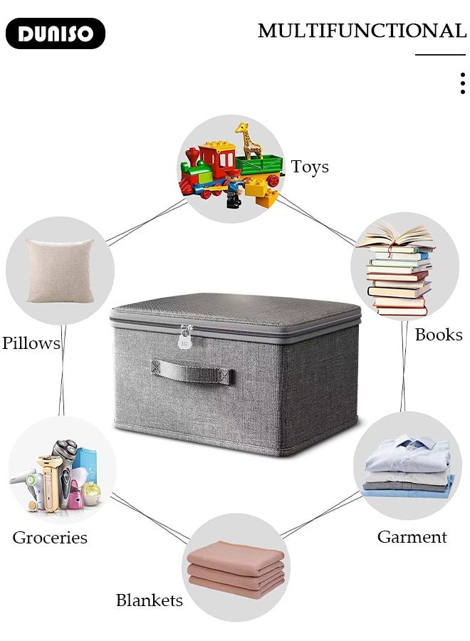 DUNISO Collapsible Rigid Zip Lidded Storage Boxes Foldable Closet Storage Box Washable Closet Storage Organizer Wardrobe Clothes Organizer Cube Storage Bin Closet Organizer Storage Basket with Handle for Clothing Jeans Blankets Toys - Image 5