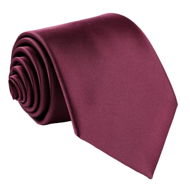 fortunatever Men's Solid Satin Necktie,Burgundy Ties For Men With Gift Box - Image 5
