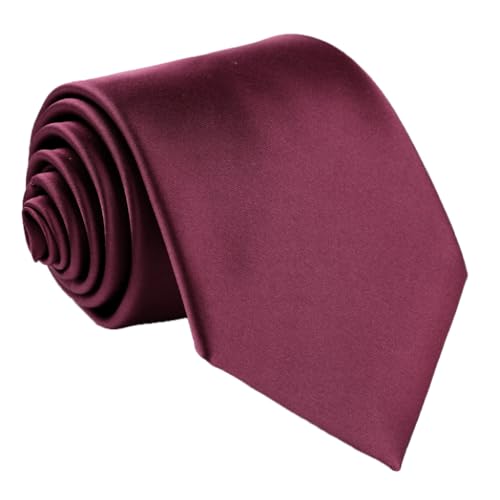 fortunatever Men's Solid Satin Necktie,Burgundy Ties For Men With Gift Box - Image 1