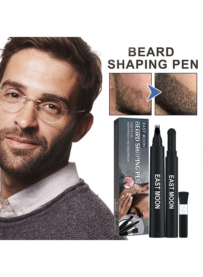 East Moon Beard Shaping Pen, Three-In-One Beard Filler Pen, Beard Powder And Beard Brush, Waterproof And Sweat-Proof Long-Lasting Coverage - Image 1