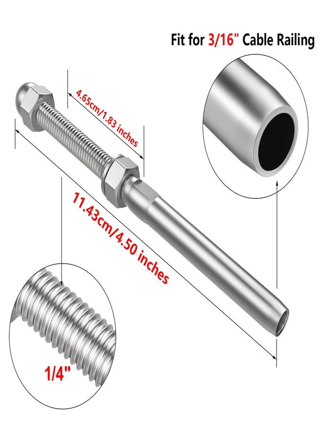 Blika Cable Railing End Fitting Terminal, Stud End Fitting, Right Hand Swage for 3/16" Cable Deck Railing,Hand Rail T316 Stainless Steel Marine Grade 10 Pack - Image 2