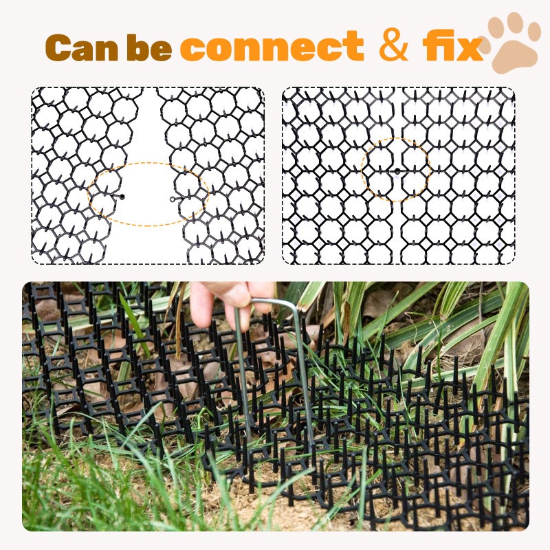 OCEANPAX OCEANPAX 8.5 X 6.5 Inch Scat Mat for Cats with 6 Garden Staples & 6 Ties, 12 Pack Cat Deterrent Mat for Garden Fence & Animal Barrier  - Image 4
