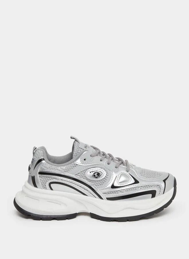 Styli Silver Metallic Chunky Sneakers