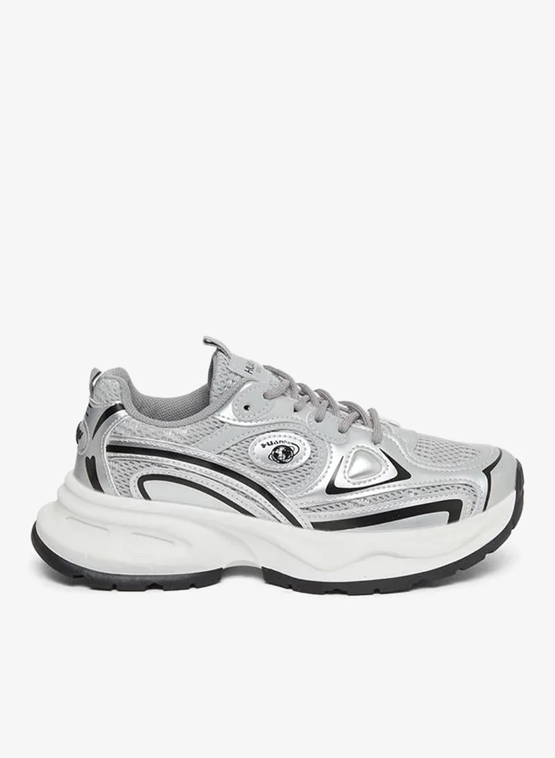 Styli Active Silver Metallic Chunky Sneakers