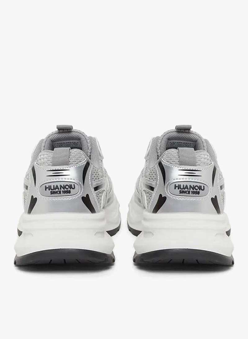 Styli Active Silver Silver Metallic Chunky Sneakers for Women | Best Price UAE