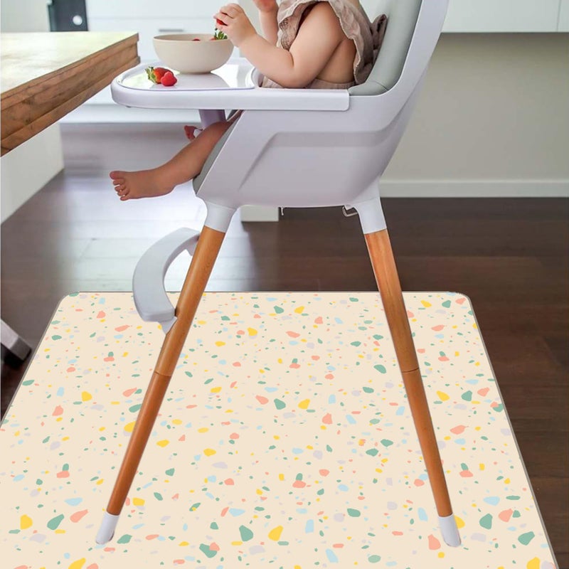 CLCROBD Splat Mat for Under High Chair/Arts/Crafts by CLCROBD, 51" Baby Anti-Slip Food Splash and Spill Mat for Eating Mess, Waterproof Floor Protector and Table Cloth (Beige) - Image 3