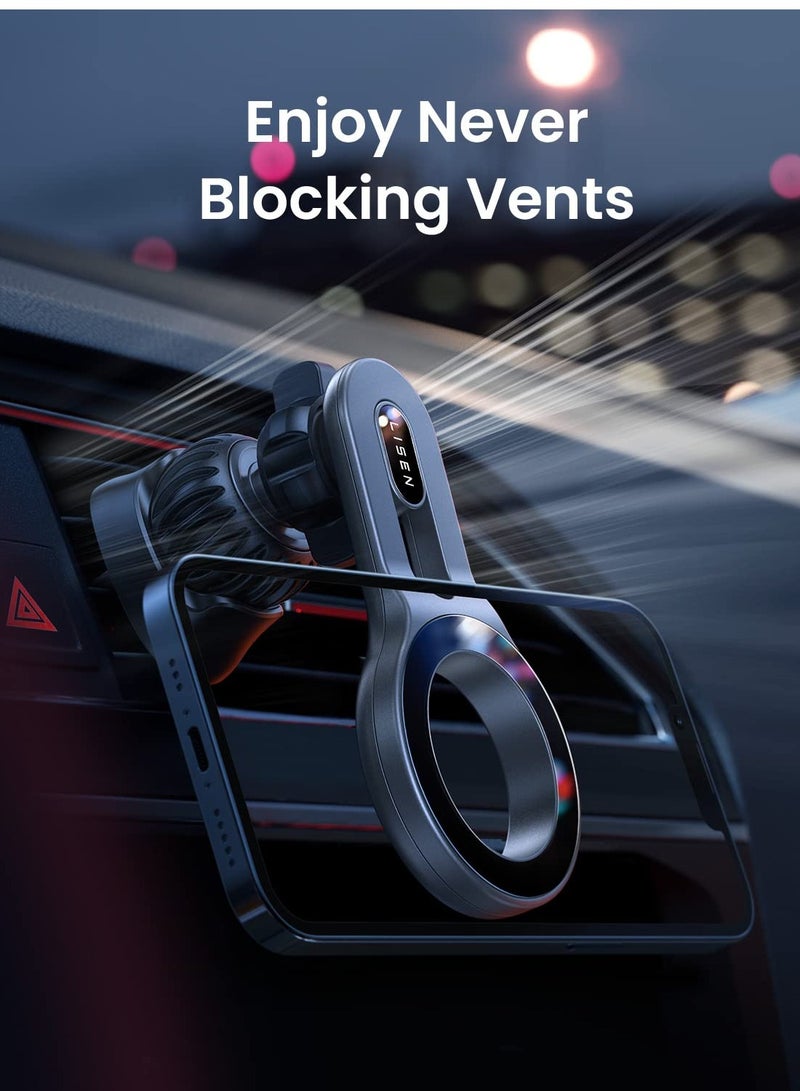 Excefore Compatible for MagSafe Car Mount, Magnetic Phone Holder for Car [Easily Install] Hands Free iPhone Car Holder Mount Fit for iPhone 13 14 Pro Max Mini MagSafe Case, Silver - Image 3