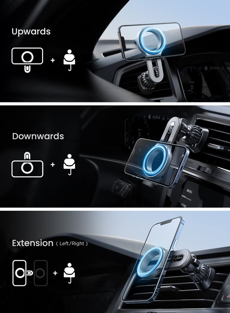 Excefore Compatible for MagSafe Car Mount, Magnetic Phone Holder for Car [Easily Install] Hands Free iPhone Car Holder Mount Fit for iPhone 13 14 Pro Max Mini MagSafe Case, Silver - Image 2