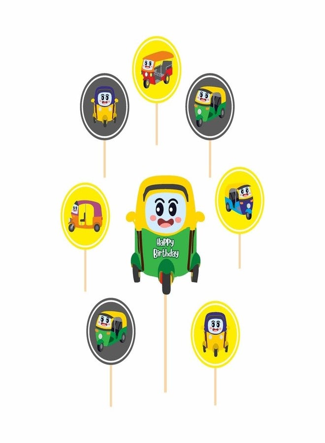 Untumble Auto Theme Birthday Cake Topper & Cup Cake Topper Set (Pack of 25) - Image 5