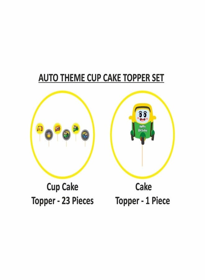 Untumble Auto Theme Birthday Cake Topper & Cup Cake Topper Set (Pack of 25) - Image 3