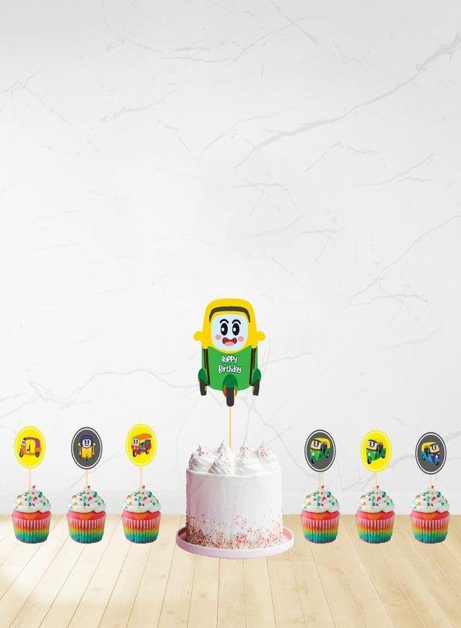 Untumble Auto Theme Birthday Cake Topper & Cup Cake Topper Set (Pack of 25) - Image 2