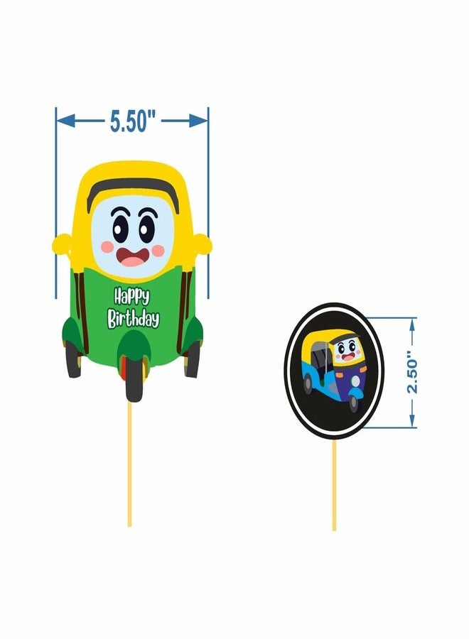 Untumble Auto Theme Birthday Cake Topper & Cup Cake Topper Set (Pack of 25) - Image 4