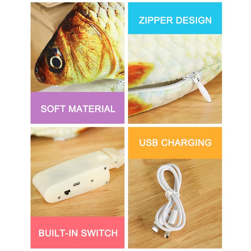 Realistic Plush Simulation Electric Doll Fish Funny Interactive Pets Chew Bite Supplies for Cat Fish Flop Cat Toy for Biting and Kicking - Image 4