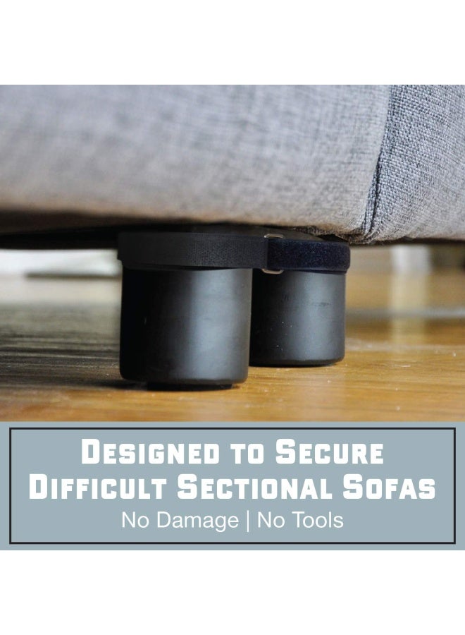 Pro Non-Slip Sectional Connectors With Hook-And-Loop Cinch Clips For Sliding Sofas - Prevents Floor Scratches And Big Gaps In Your Couch With Easy Install No Tools Required 4 Pack  - Image 2