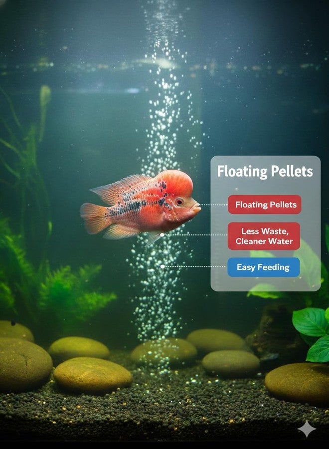 Scroll Store Xing Flowerhorn Fish Food 100g - Color Enhancing & Growth Formula | High Protein, Head Hump Development | Floating Pellets for Flowerhorn - Image 5