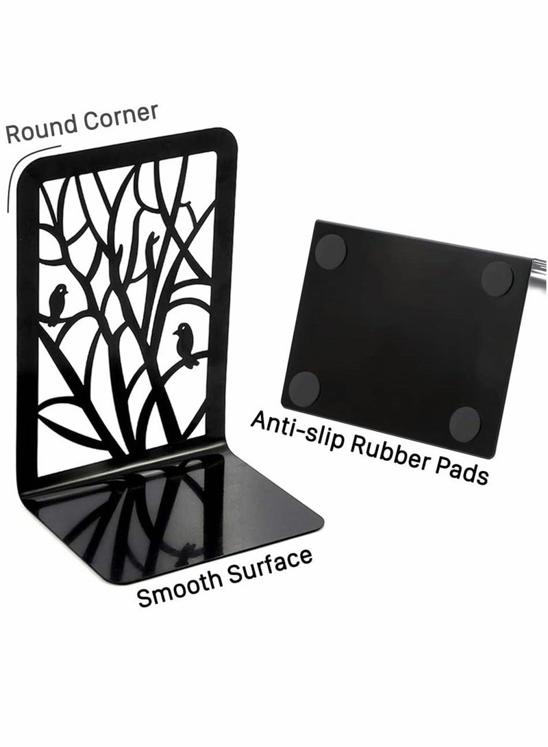 Excefore Book Ends, Iron Bookends, Bookshelf, Non Skid Metal Heavy Duty Bookend, Book Divider Decorative Holder, Abstract Art Design Book Stopper Supports for Office School Home Decorative, 1 Pair - Image 2