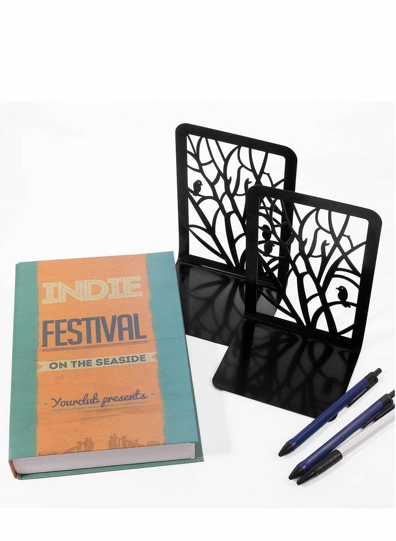 Excefore Book Ends, Iron Bookends, Bookshelf, Non Skid Metal Heavy Duty Bookend, Book Divider Decorative Holder, Abstract Art Design Book Stopper Supports for Office School Home Decorative, 1 Pair - Image 4