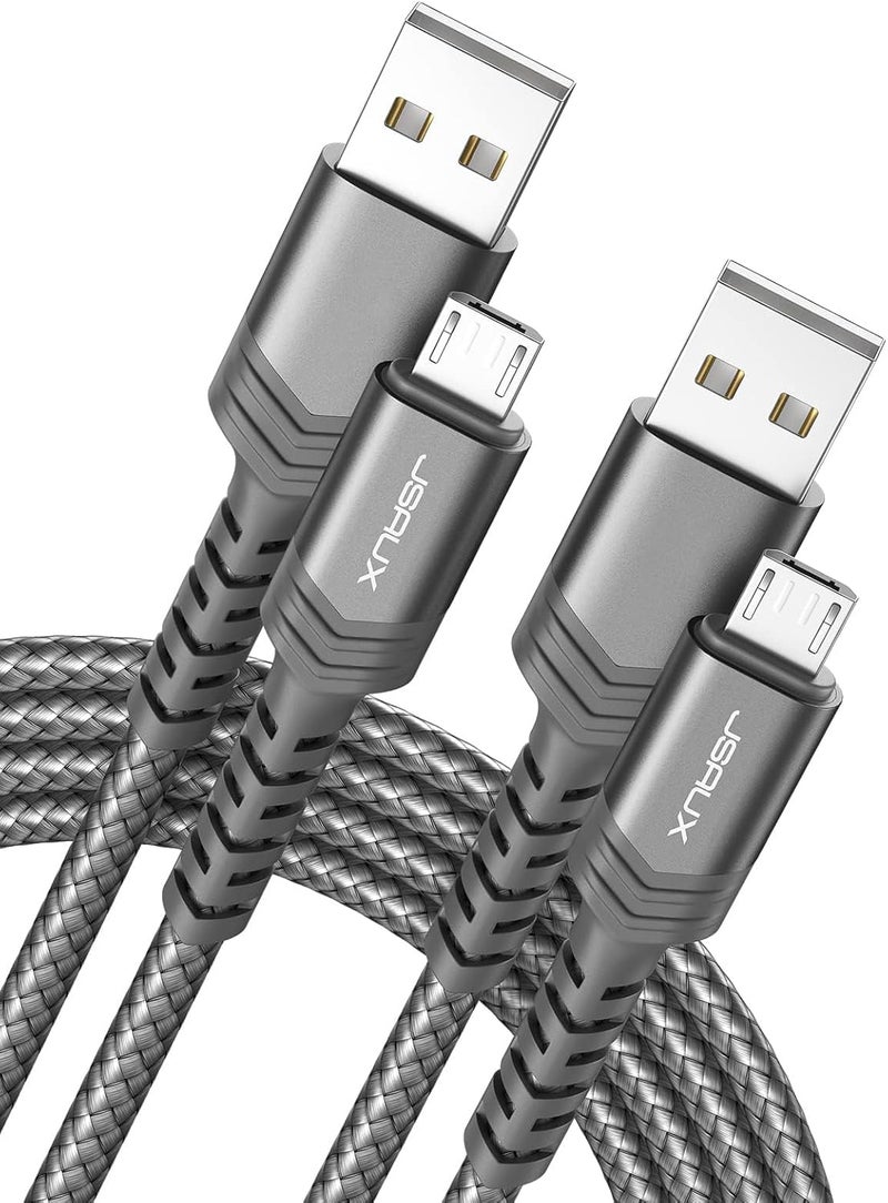 JSAUX Micro USB Cable Charger for Android [2M 2-Pack], Micro USB Charger Cable for Android, Nylon Braided Cord Compatible with Galaxy S7 S6 J7 Edge Note 5, Kindle. MP3 and More-Grey - Image 1