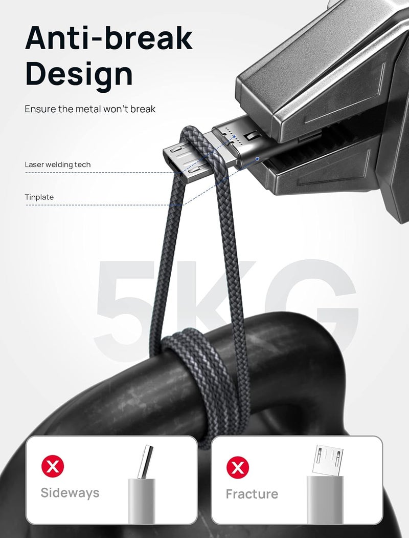 JSAUX Micro USB Cable Charger for Android [2M 2-Pack], Micro USB Charger Cable for Android, Nylon Braided Cord Compatible with Galaxy S7 S6 J7 Edge Note 5, Kindle. MP3 and More-Grey - Image 5