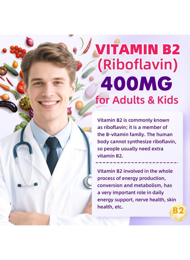 VCCHUYH Vitamin B2 Gummies for Kids & Adults, VIT B2 Riboflavin 400mg Supplement with Magnesium for Migraine Relief & Nervous System Support, Non-GMO, Vegan, Raspberry Flavor 60 Count - Image 5