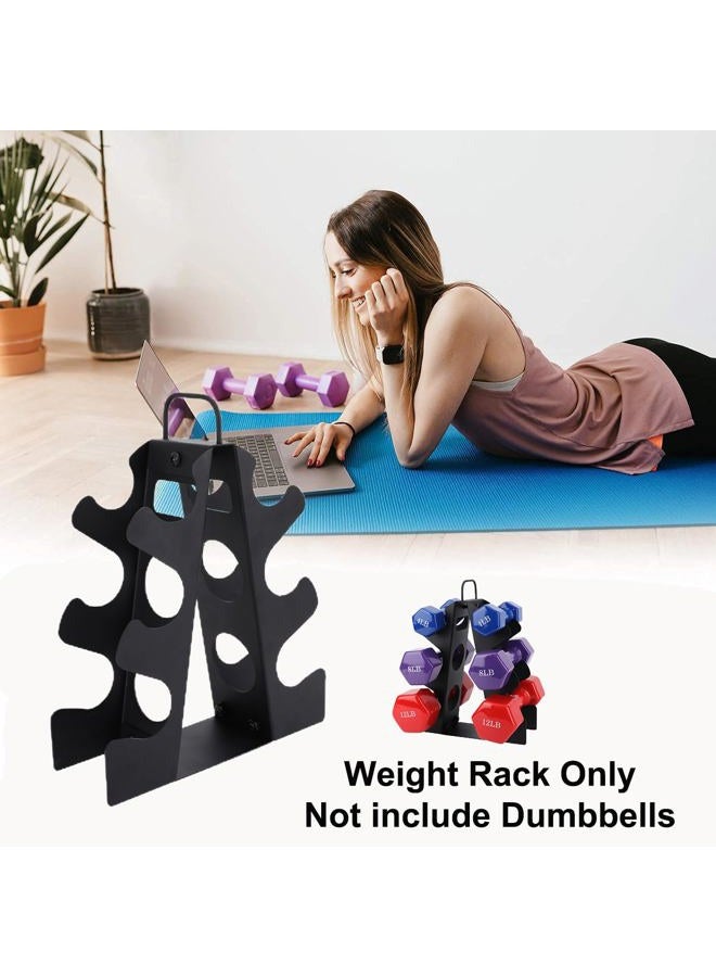 EXBTOKA Weight Rack for Dumbbells, 3 Tier Compact A-Frame Dumbbell Rack Stand Only, Dumbbell Rack with Handle, for Home Gym Workout, Works for Dumbbells 4-12 LBS (Dumbbells not included) - Image 2