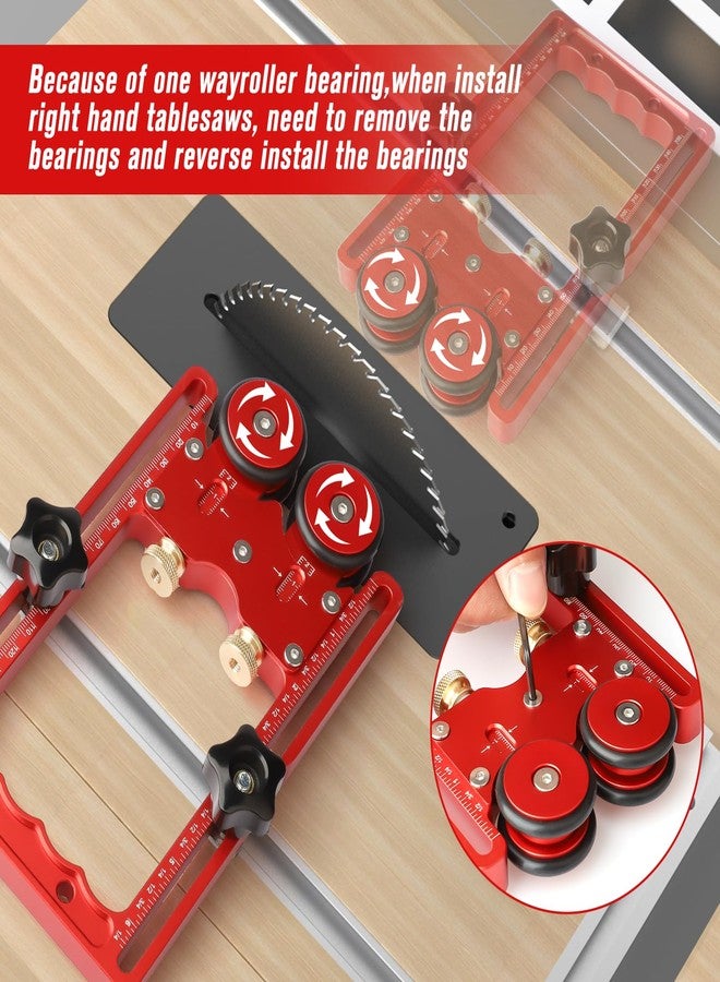 parknshop Thin Rip Jig & Feather Boards Combo for Table Saws - Router Table Accessories | Woodworking Tool | Anti-Kickback Bearing Roller- Adjustable CNC Aluminum Guide Fits 3/8"x3/4" T-Slots - Image 5