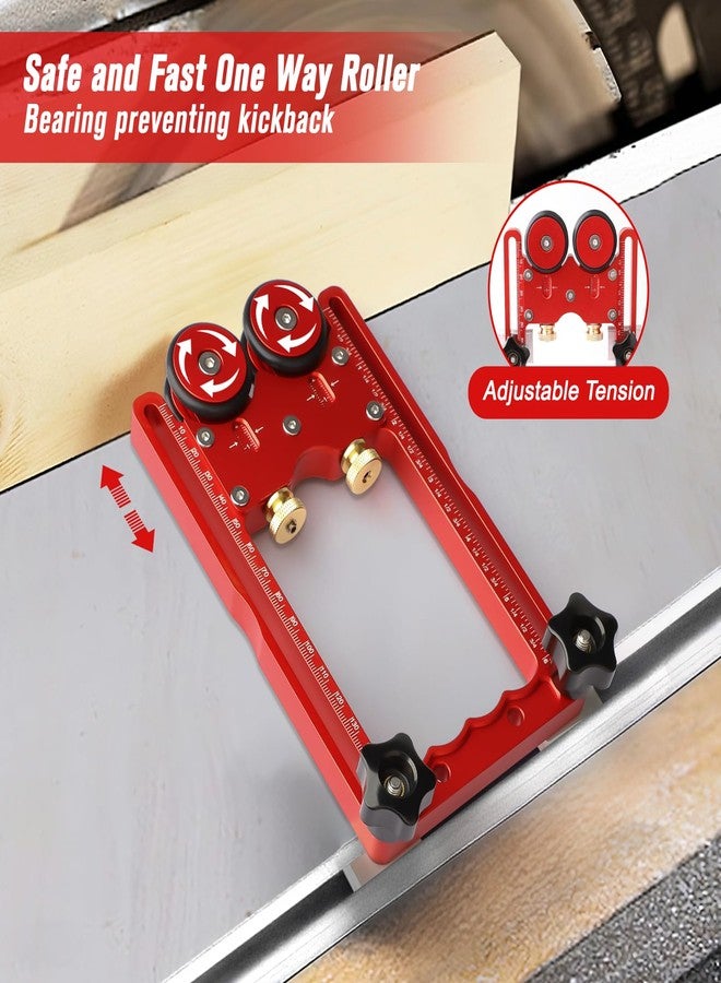 parknshop Thin Rip Jig & Feather Boards Combo for Table Saws - Router Table Accessories | Woodworking Tool | Anti-Kickback Bearing Roller- Adjustable CNC Aluminum Guide Fits 3/8"x3/4" T-Slots - Image 2
