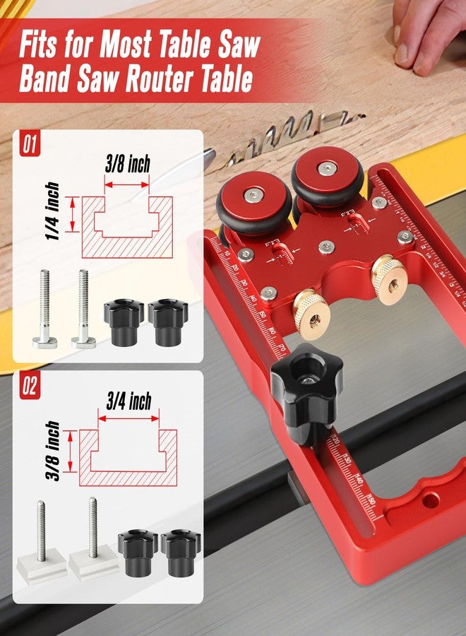 parknshop Thin Rip Jig & Feather Boards Combo for Table Saws - Router Table Accessories | Woodworking Tool | Anti-Kickback Bearing Roller- Adjustable CNC Aluminum Guide Fits 3/8"x3/4" T-Slots - Image 3