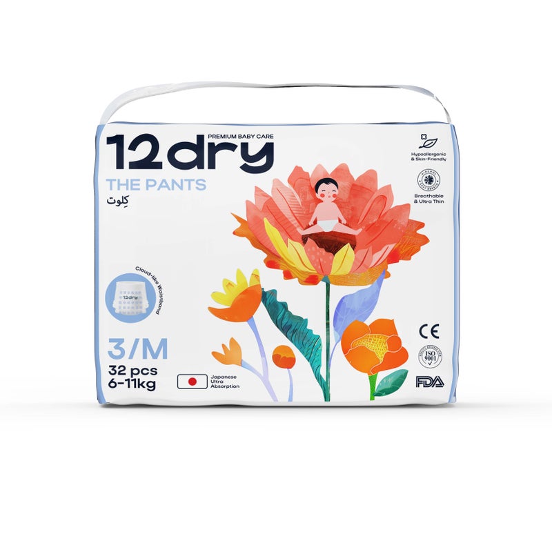 12dry Baby Pants-Premium Baby Care (Size 3/M, 6-11 kg, 32 count) - Image 3
