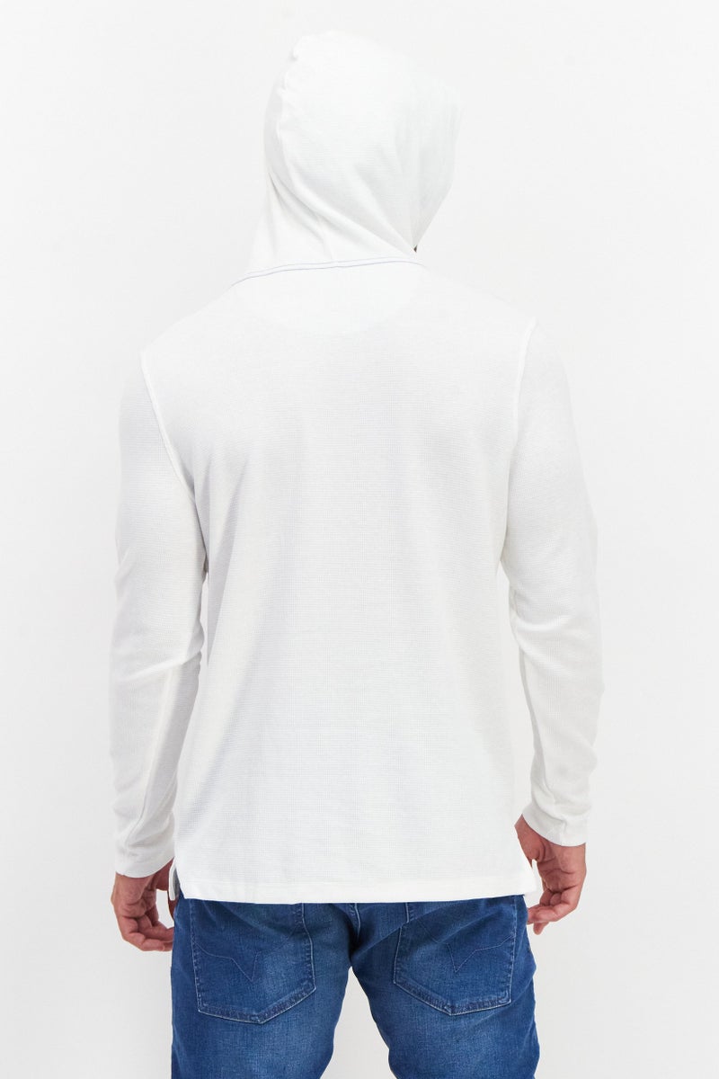 Project Essentials Men Hooded Long Sleeve Plain Sweatshirt, White - Image 2