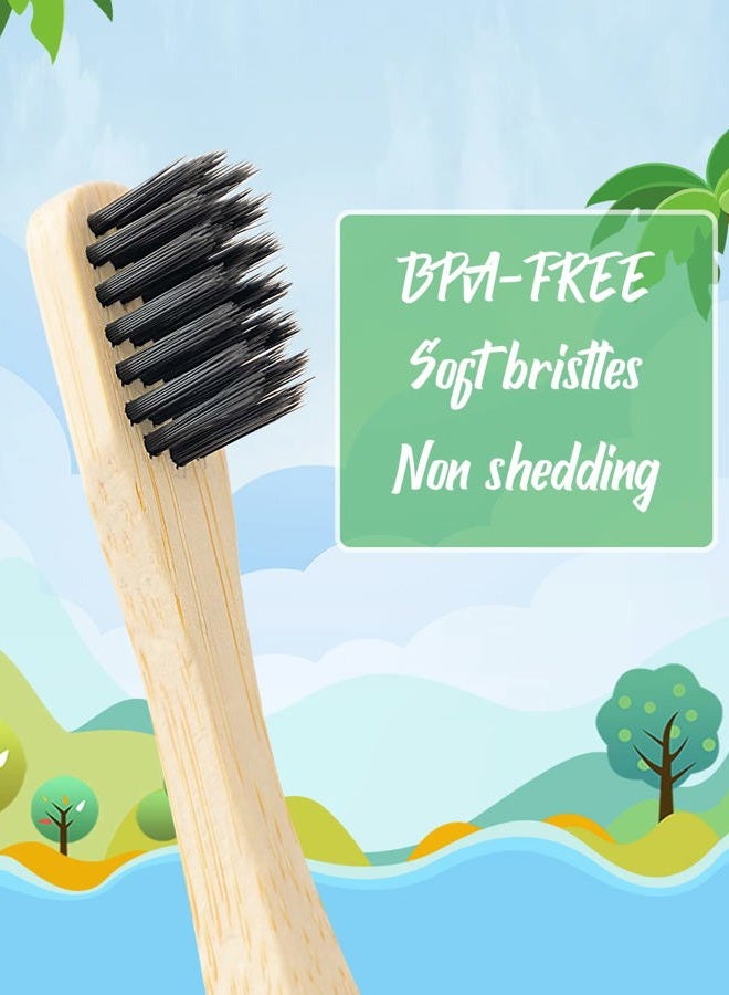 NUDUKO Bamboo Kids Toothbrushes (6 Pack) - Soft Bristle Organic Compostable BPA Free Toothbrush for Kids Toddler Baby Tooth Brush, Eco Friendly Natural Biodegradable Wooden Toothbrush - Round Handle - Image 3