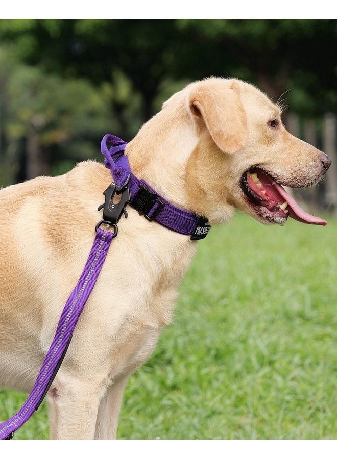 Joytale Tactical Dog Collar with Handle, Heavy Duty Military Dog Collar with 2 Patches for Training, Adjustable Tactical Collars for Medium Dogs, Purple, M - Image 2