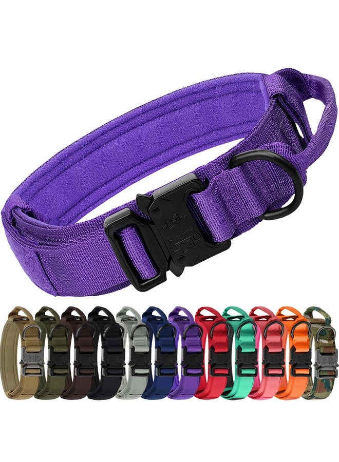 Joytale Tactical Dog Collar with Handle, Heavy Duty Military Dog Collar with 2 Patches for Training, Adjustable Tactical Collars for Medium Dogs, Purple, M - Image 1