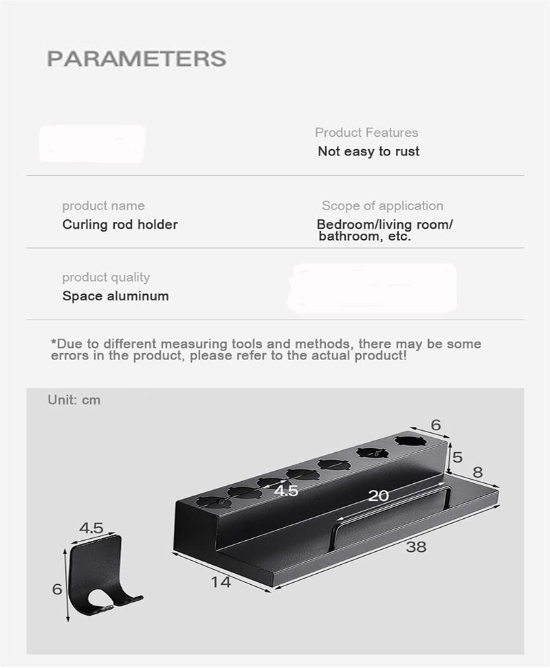 DALUOBO Storage Holder for Dyson Airwrap Curling Iron Accessories Wall Mounted Rack Bracket Stand with Adhesive for Home Bathroom Organizer Black - Image 4