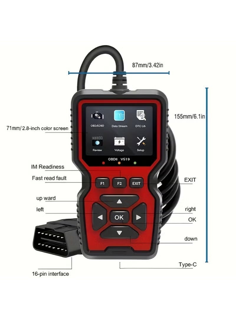 الحلم V519 ماسح تشخيصي عالمي مخصص للسيارات OBD II ماسح تشخيصي للكشف عن أعطال السيارات - Image 3