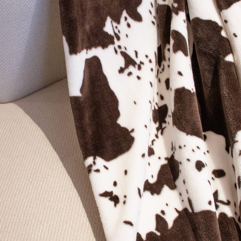 HSEEC Cow Print Blanket Flannel Fleece Twin Size Blankets and Throws Fuzzy Lightweight Warm Cozy Black Cow Blankets Soft Microfiber Couch Sofa Throw Blanket Gift for Adults All Seasons 60"" x 80"" - Image 2