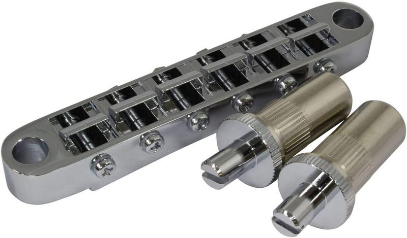Gotoh GE103B-T Tune-O-Matic Style Guitar Bridge with Large Metic Stud Posts, Chrome - Image 1